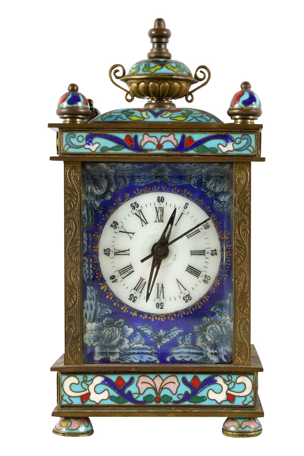 Appraisal: CHAMPLEVE ENAMEL CARRIAGE CLOCKunsigned inches wide inches deep inches high