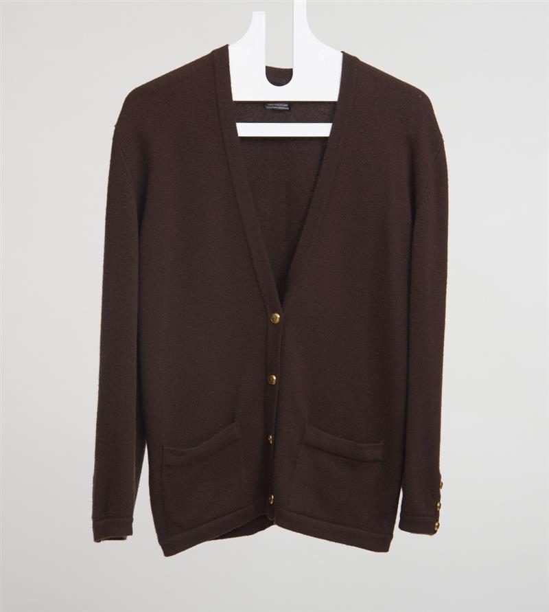 Appraisal: CHANEL BROWN CASHMERE CARDIGAN Property of Estate of Helen Frankenthaler