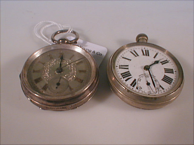 Appraisal: Two silver open faced pocket watches AF