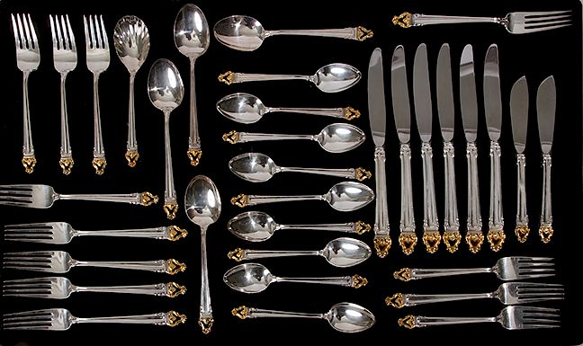 Appraisal: Silver-Plate Flatware A Greene Barton silver gold-plate flatware set with