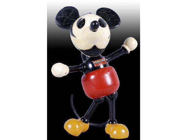 Appraisal: Walt Disney Wood Mickey Mouse Doll Description Composition head wire