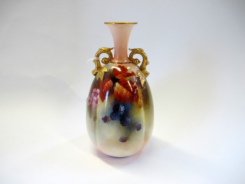 Appraisal: Royal Worcester blush vase painted with brambles circa shape no