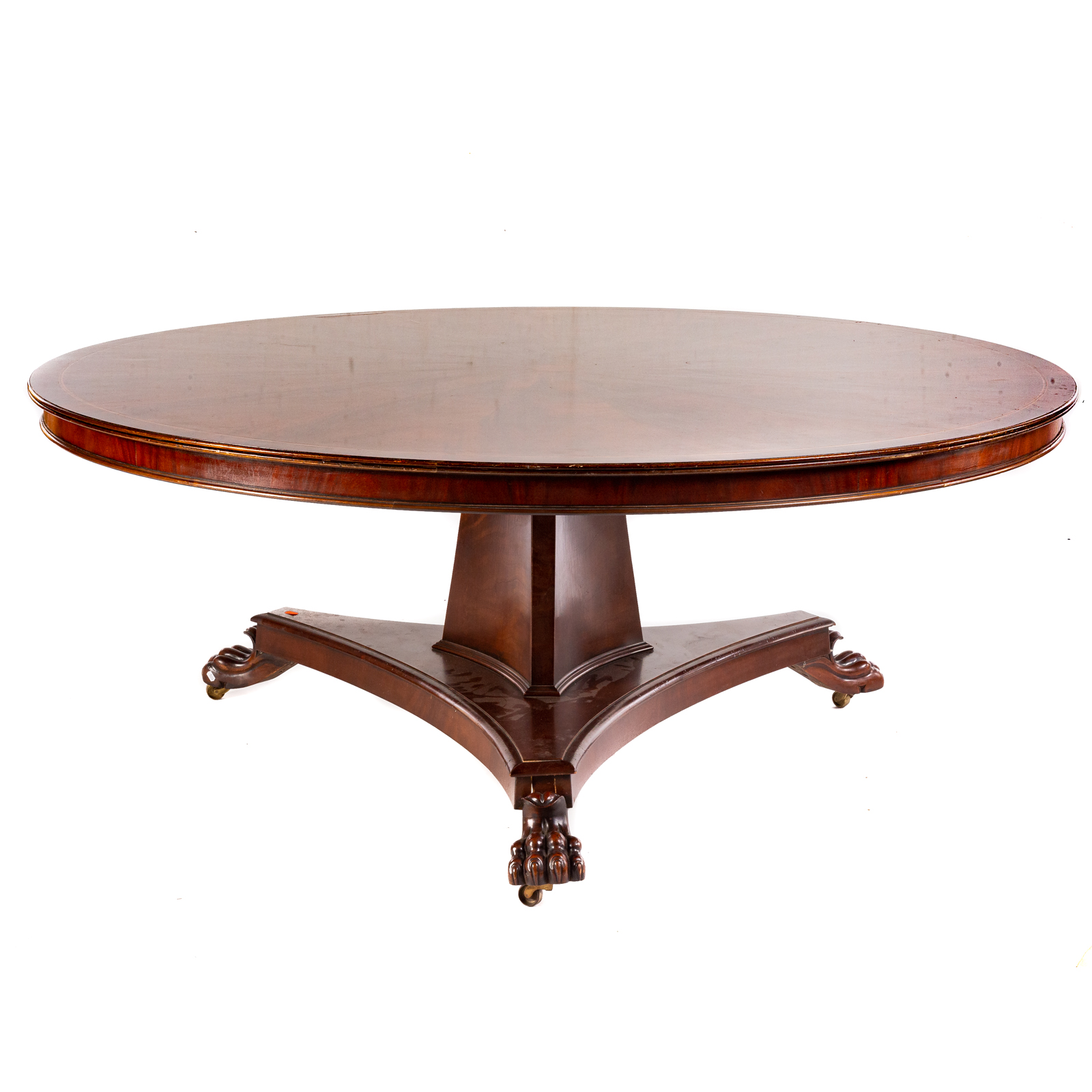 Appraisal: CLASSICAL STYLE ROUND PEDESTAL DINING TABLE th century mahogany with