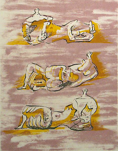 Appraisal: Henry Moore British - Three Reclining Figures C Color lithograph