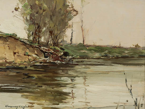 Appraisal: Chauncey Foster Ryder American - Along the Riverbank Signed Chauncey