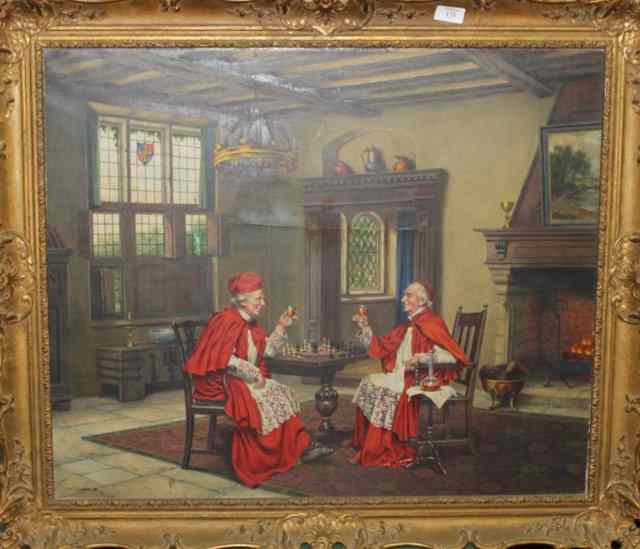 Appraisal: A L GRACE EARLY TH CENTURY Two cardinals playing chess