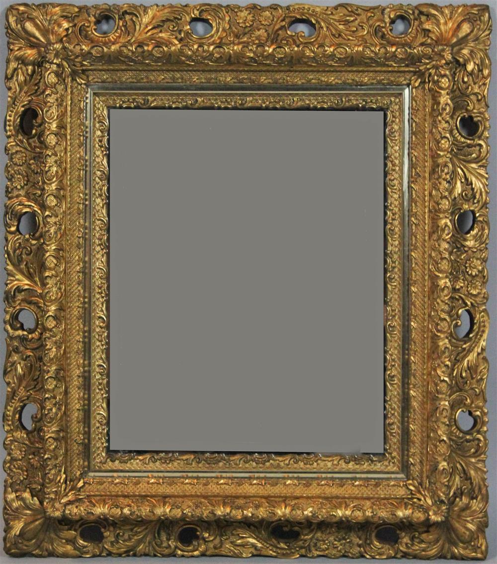 Appraisal: GILT AND MOLDED GESSO RECTANGULAR FRAMED MIRROR CIRCA - h