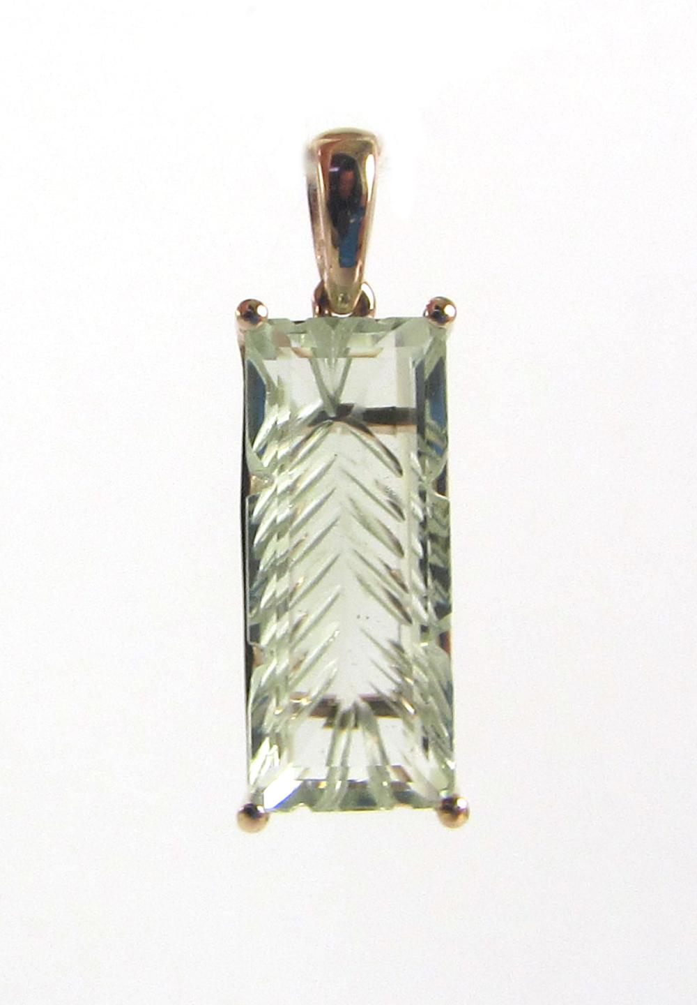 Appraisal: PRASIOLITE AND FOURTEEN KARAT GOLD PENDANT The k rose gold