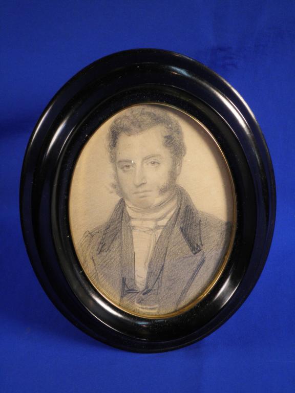 Appraisal: thC SchoolHead and shoulders portrait of a gentlemanPencil miniature cm