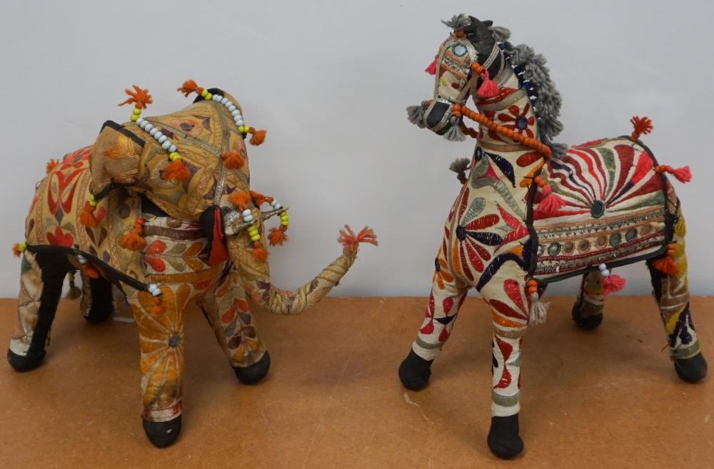 Appraisal: Two Indian Embroidered Cloth Animals H of Taller in cm