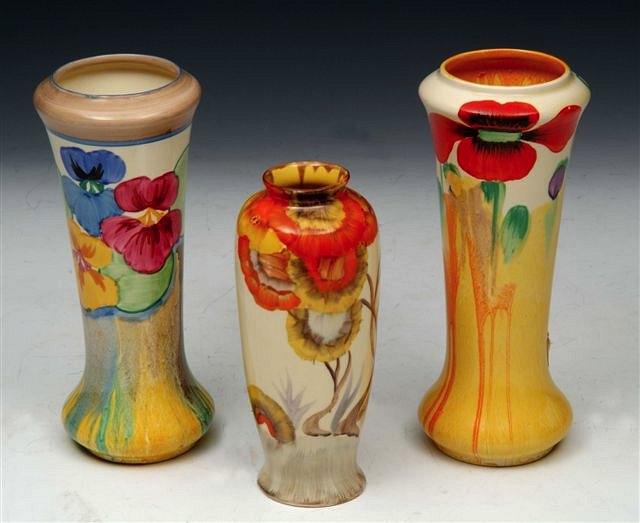 Appraisal: A CLARICE CLIFF VASE 'Delicicia Pansies' shape printed and painted