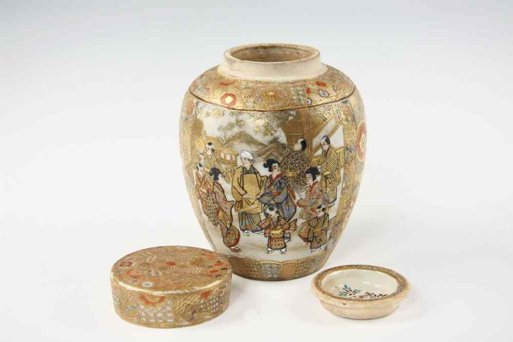 Appraisal: MINIATURE GINGER JAR - Japanese Satsuma Ginger Jar complete with