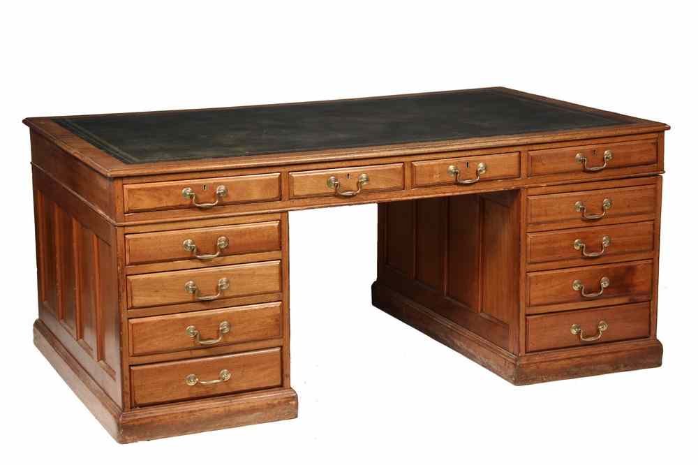 Appraisal: PARTNER'S DESK - Early th c executive mahogany partner's desk