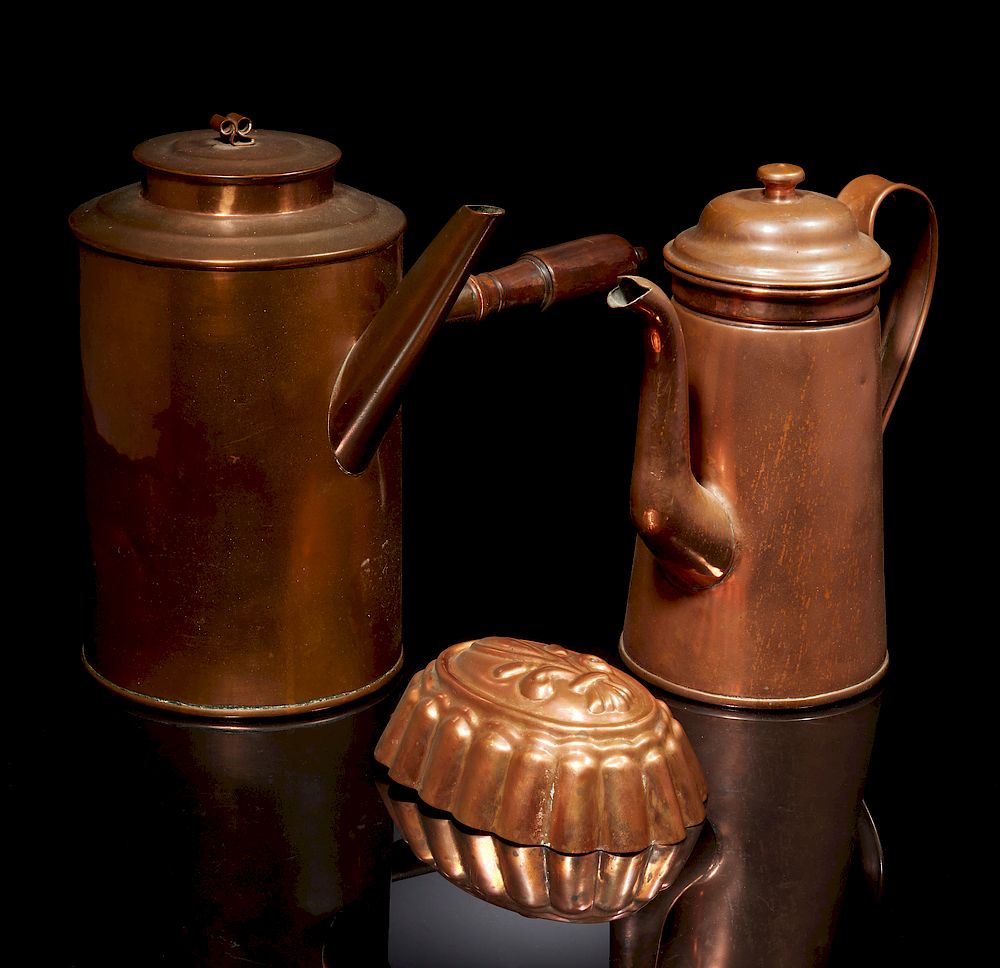 Appraisal: Copper Coffee Pots Lot of two copper coffee pots one