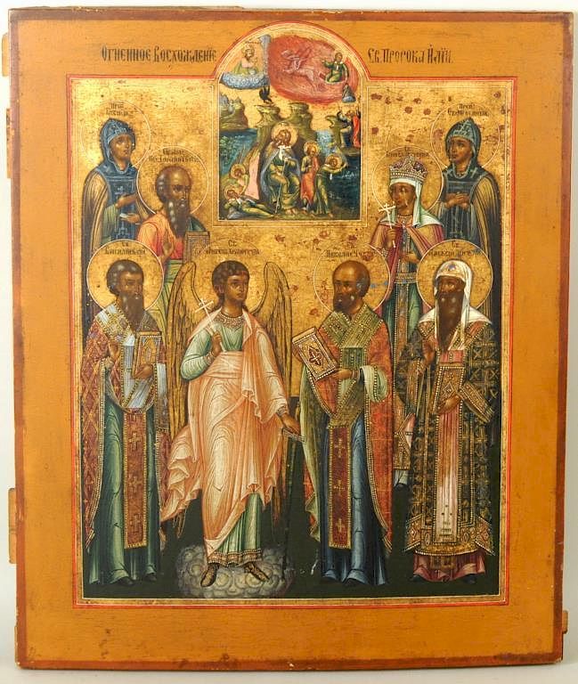 Appraisal: Russian Icon Of St Nicolas With Selected Saints Russian icon