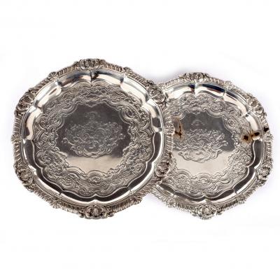 Appraisal: A pair of George III silver card waiters Philip Rundell