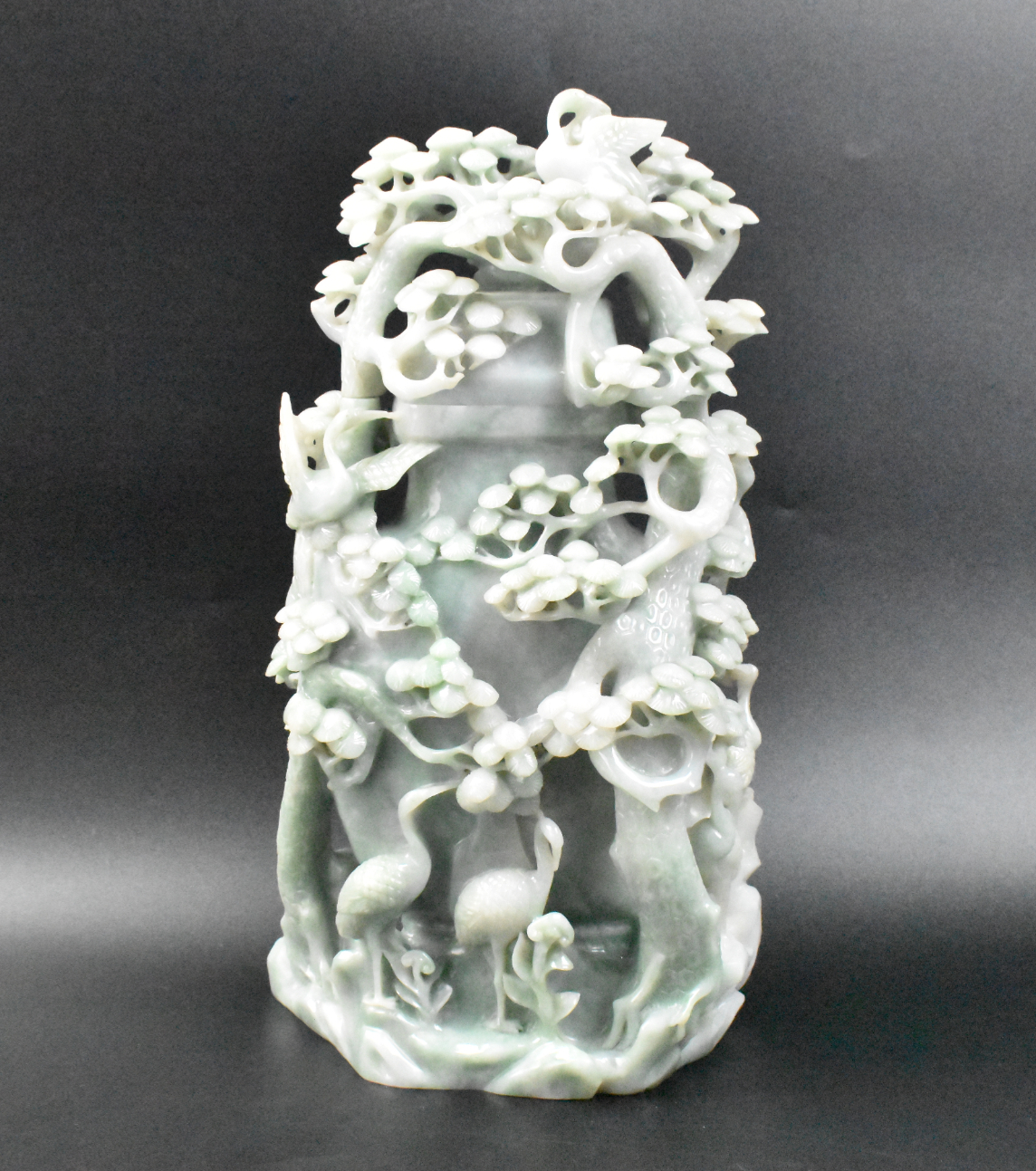 Appraisal: A large Chinese jadeite carved covered vase dating from the