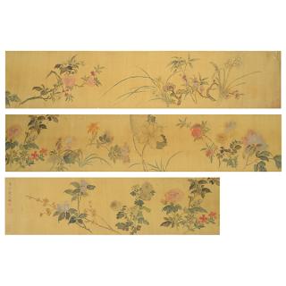 Appraisal: After Jiang Tingxi - Flowers Hand scroll ink and color