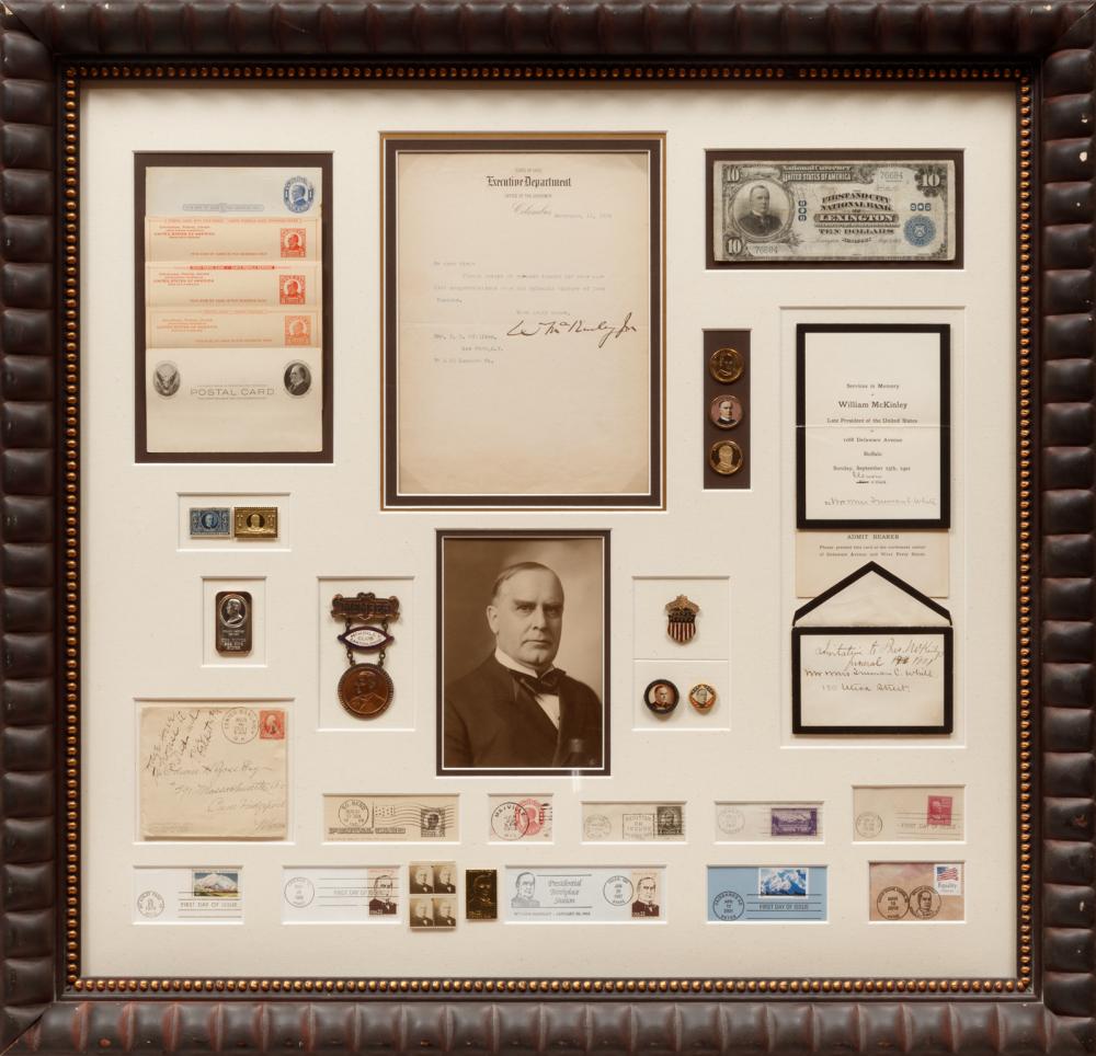 Appraisal: William McKinley th US President - shadowbox presentation incl typed