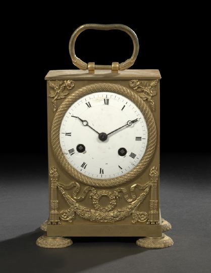 Appraisal: Diminutive Louis-Philippe Gilt-Brass Carriage Clock second quarter th century the