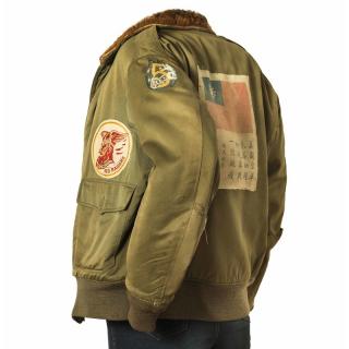 Appraisal: WWII B WWII B- cloth flight jacket mouton collar with