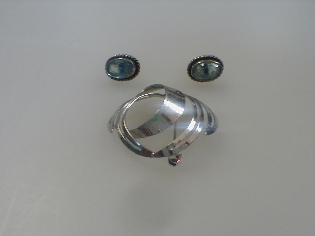 Appraisal: A pair of silver and turquoise paste earrings together with