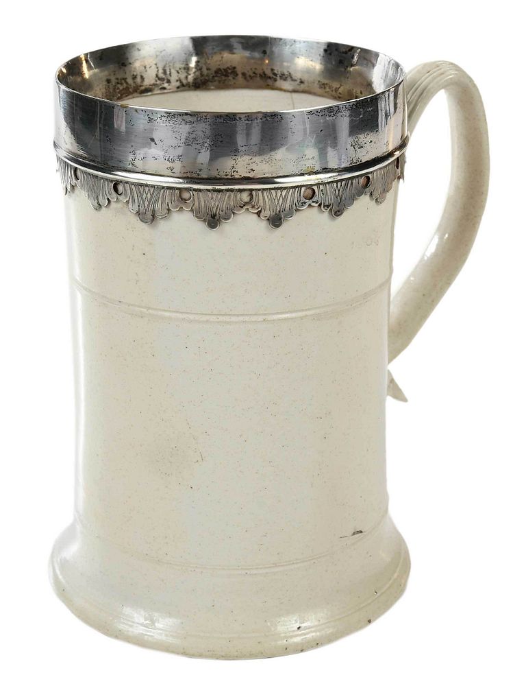 Appraisal: An English White Salt Glazed Stoneware Mug attributed to Staffordshire