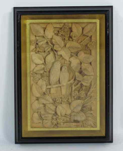 Appraisal: Relief Carving by James Minns Br - carved wood inscribed