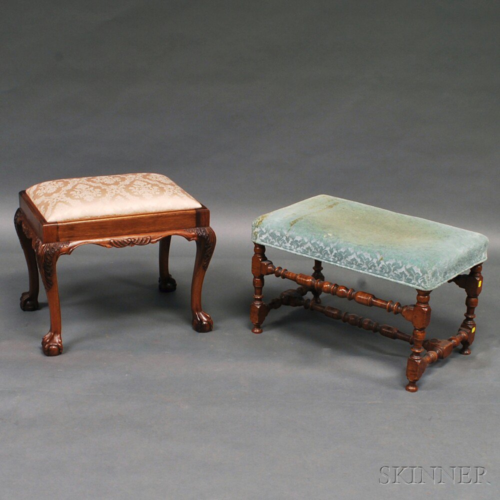 Appraisal: Chippendale-style Stool and a William and Mary-style Stool the Chippendale-style