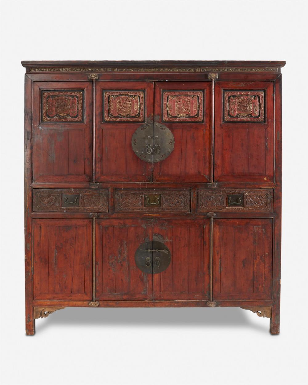 Appraisal: A Chinese carved wood cabinet Late Qing Period - The