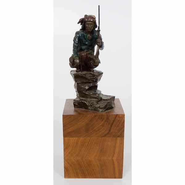 Appraisal: Austin Deuel No Man's Friend Bronze on wood base depicting