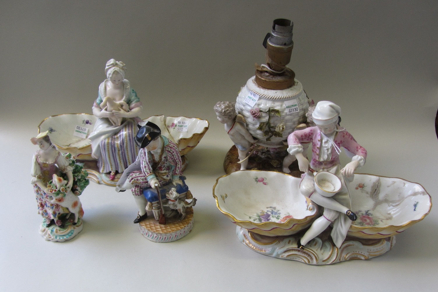 Appraisal: A pair of Meissen porcelain figural sweetmeat dishes late th