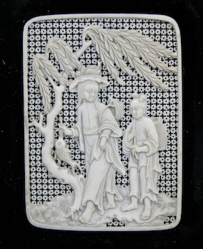 Appraisal: A Delicately Carved Ivory Picture A delicately carved ivory picture