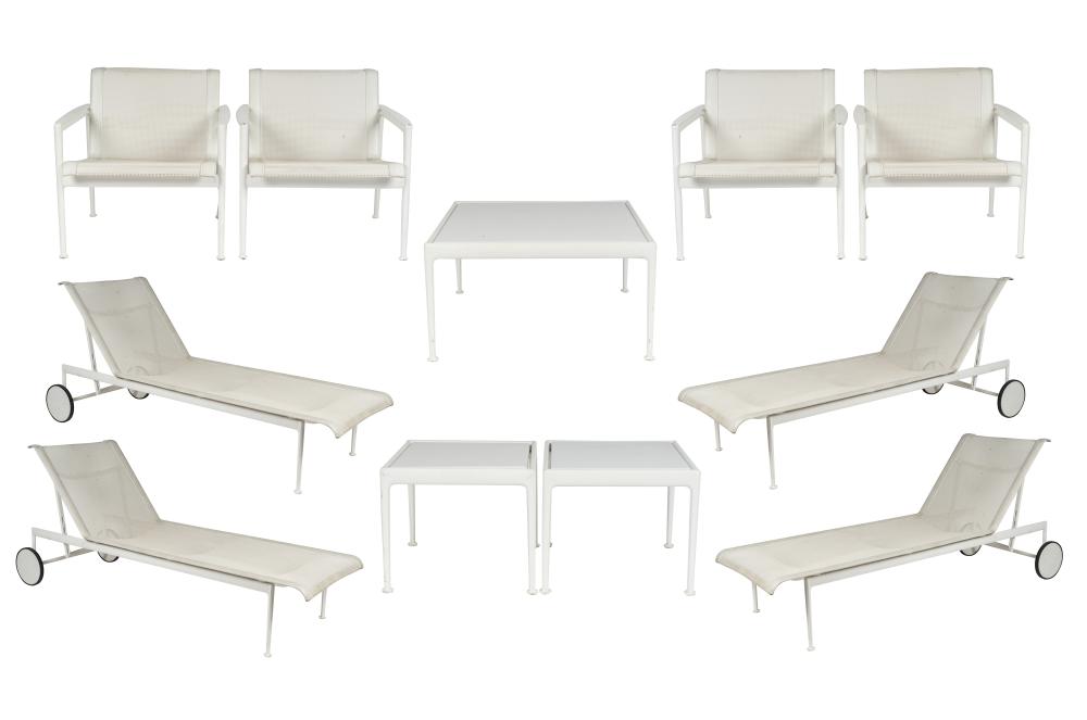 Appraisal: RICHARD SCHULTZ FOR KNOLL PATIO SETcast aluminum and plastic webbing