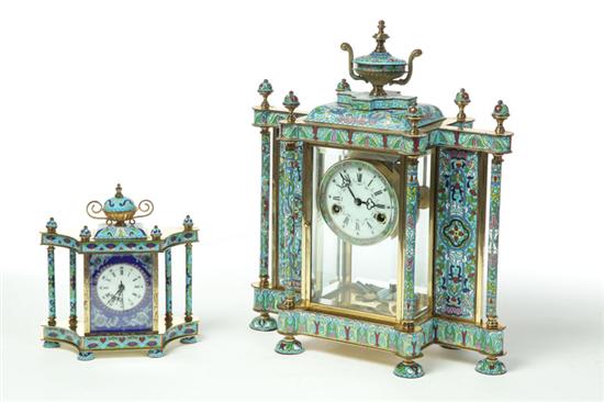 Appraisal: TWO CLOISONNE MANTEL CLOCKS China nd half- th century Brass