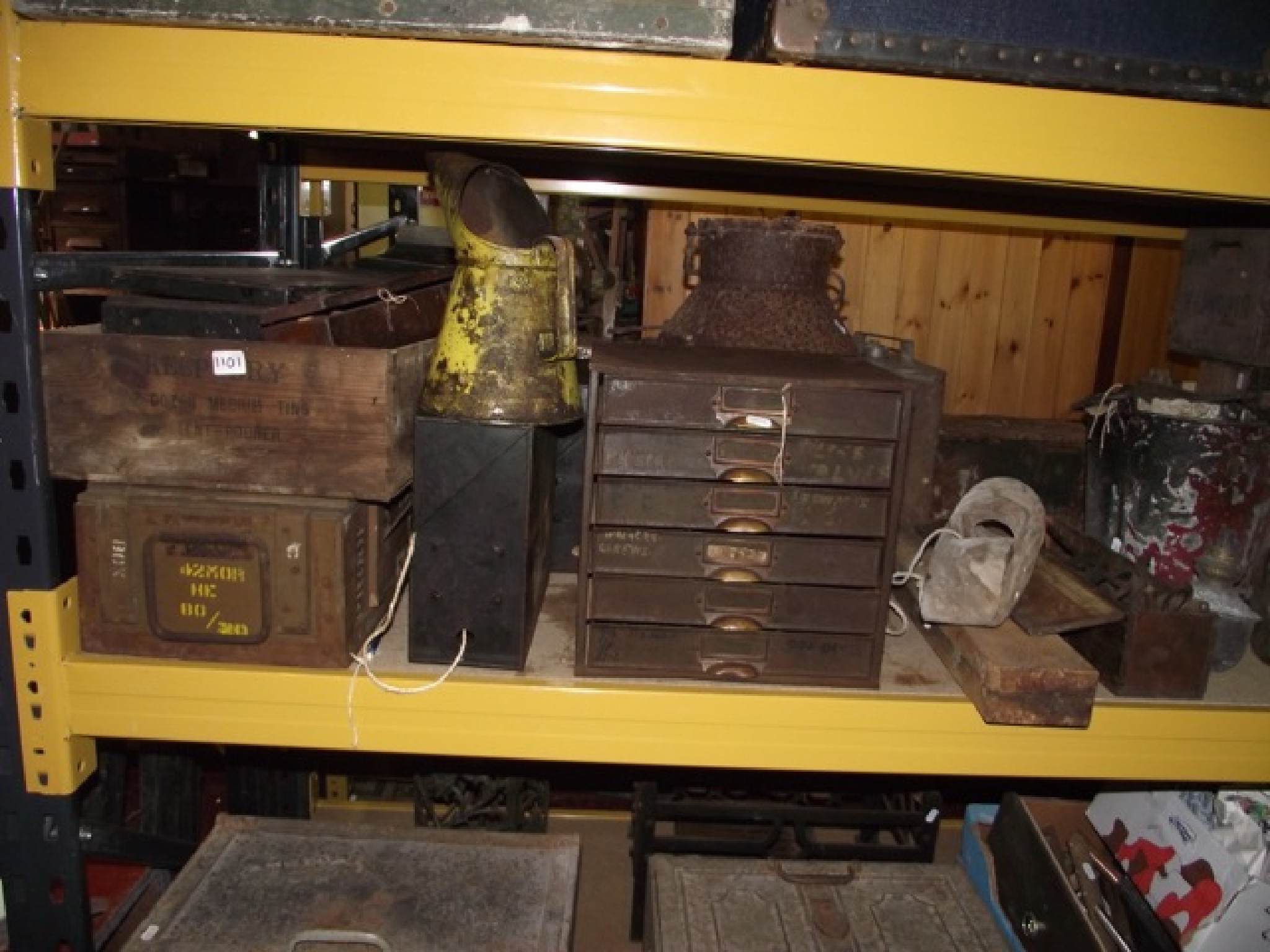 Appraisal: A small industrial steel nest of six index filing drawers