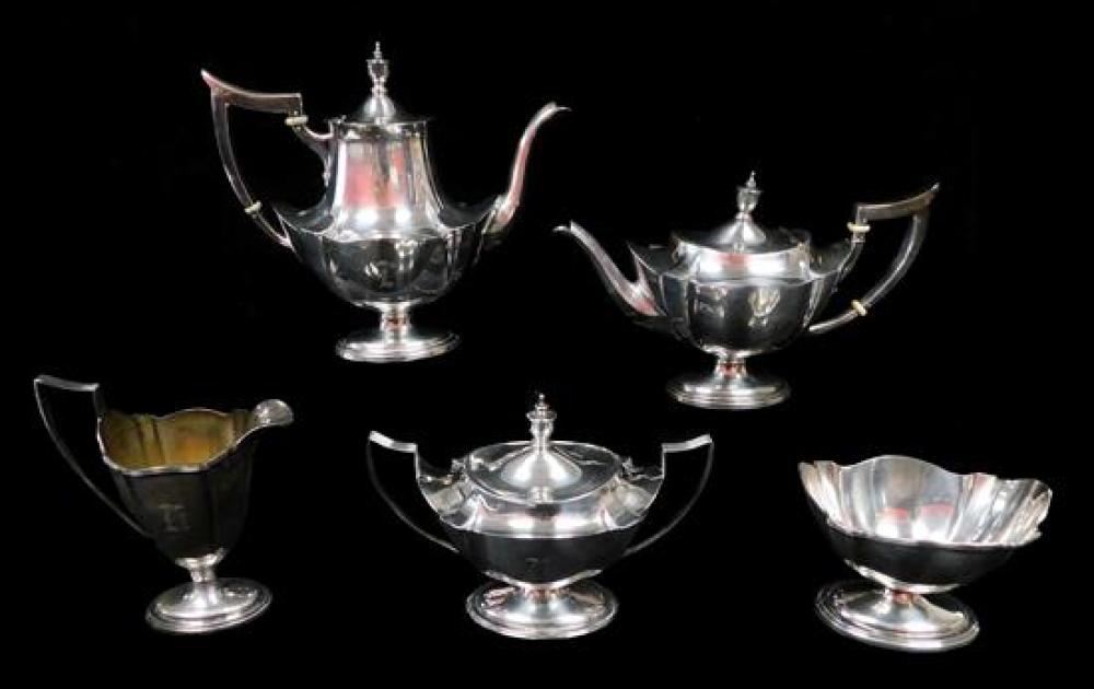 Appraisal: STERLING Gorham Plymouth five-piece coffee tea set urn finials and