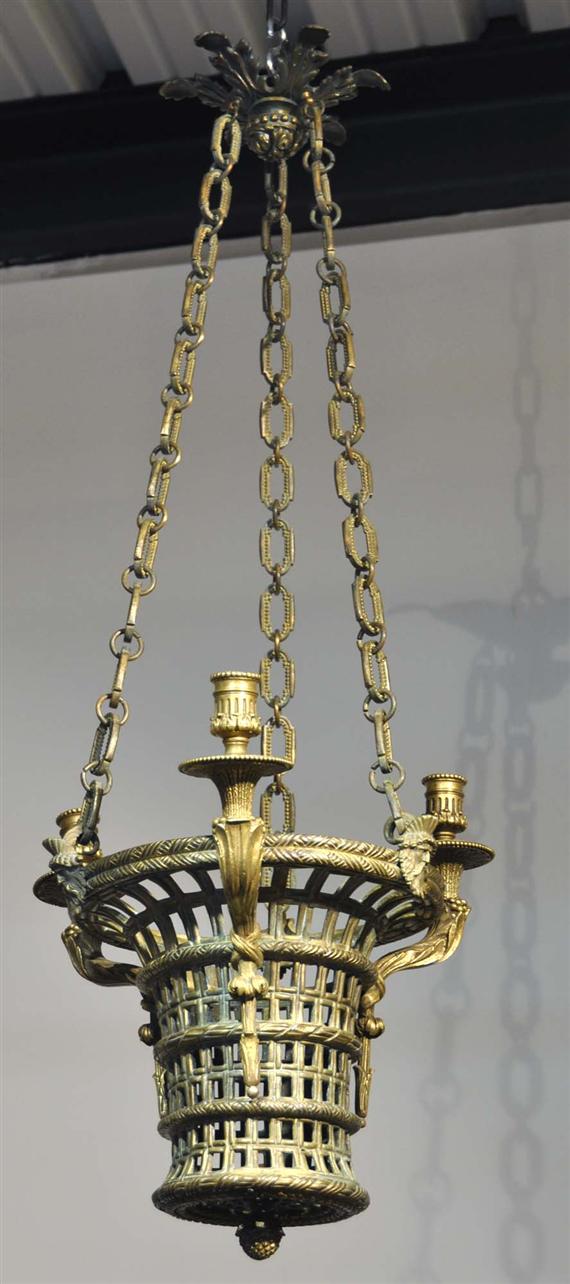 Appraisal: PAIR OF CHANDELIERS Louis XVI style th century Bronze D