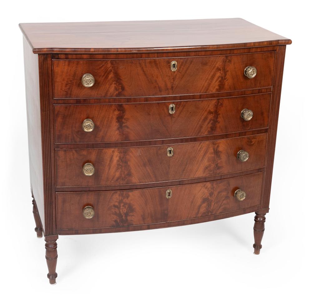 Appraisal: SHERATON BOWFRONT CHEST MASSACHUSETTS CIRCA HEIGHT WIDTH DEPTH SHERATON BOWFRONT