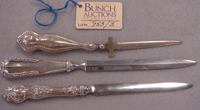 Appraisal: sterling handled letter openers one a little bent the longest