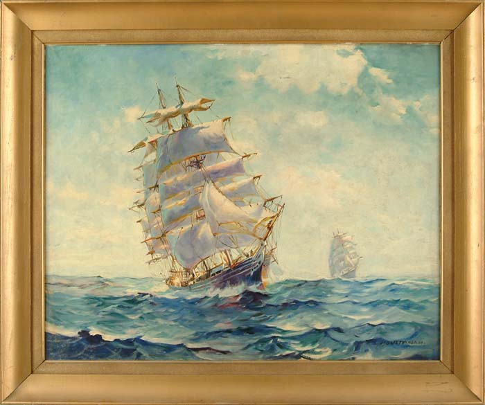 Appraisal: SIGNED First half of the th Century TALL SHIPS Oil