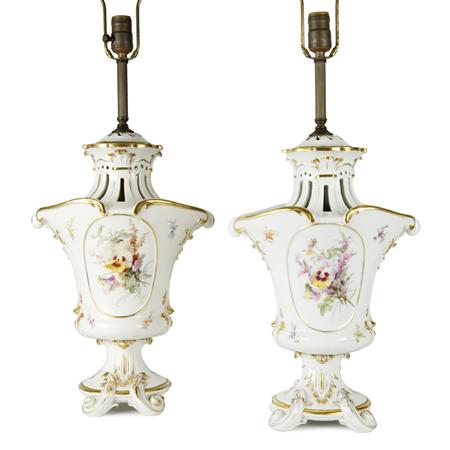 Appraisal: Pair of Meissen Floral and Gilt Decorated Porcelain Covered Urns