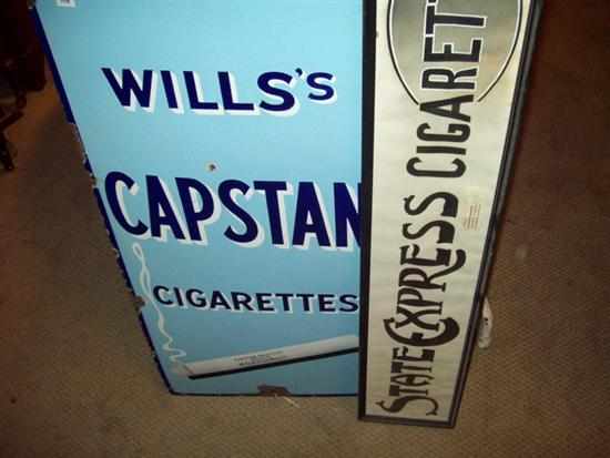 Appraisal: A FRAMED CIGARETTE POSTER AND ONE ANTIQUE ENAMEL CAPSTAN CIGARETTE