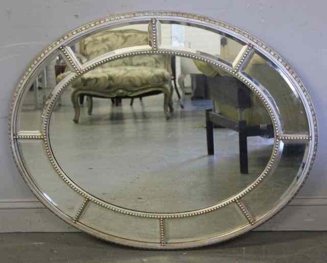 Appraisal: Vintage Oval Beveled Sided Mirror with Silver LeafFrom a New