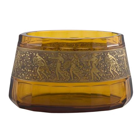 Appraisal: Moser Gilt Decorated and Acid Etched Molded Glass Vase Estimate