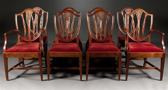 Appraisal: Set of eight Federal style mahogany shield-back dining room chairs