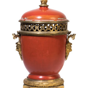 Appraisal: A Louis XVI Gilt Bronze Mounted Lacquer Urn th th