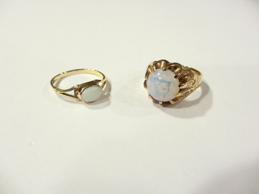 Appraisal: An opal paste ring and a small opal ring both