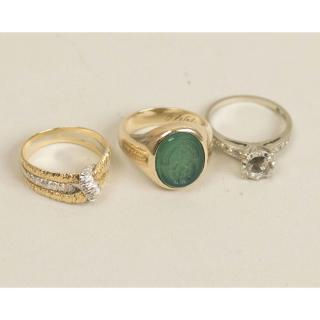 Appraisal: Assorted Gold Jewelry Assorted gold jewelry comprising a Chrysoprase k