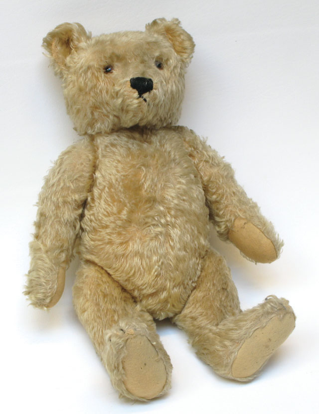 Appraisal: STEIFF GOLDEN MOHAIR TEDDY BEAR with growler glass eyes long